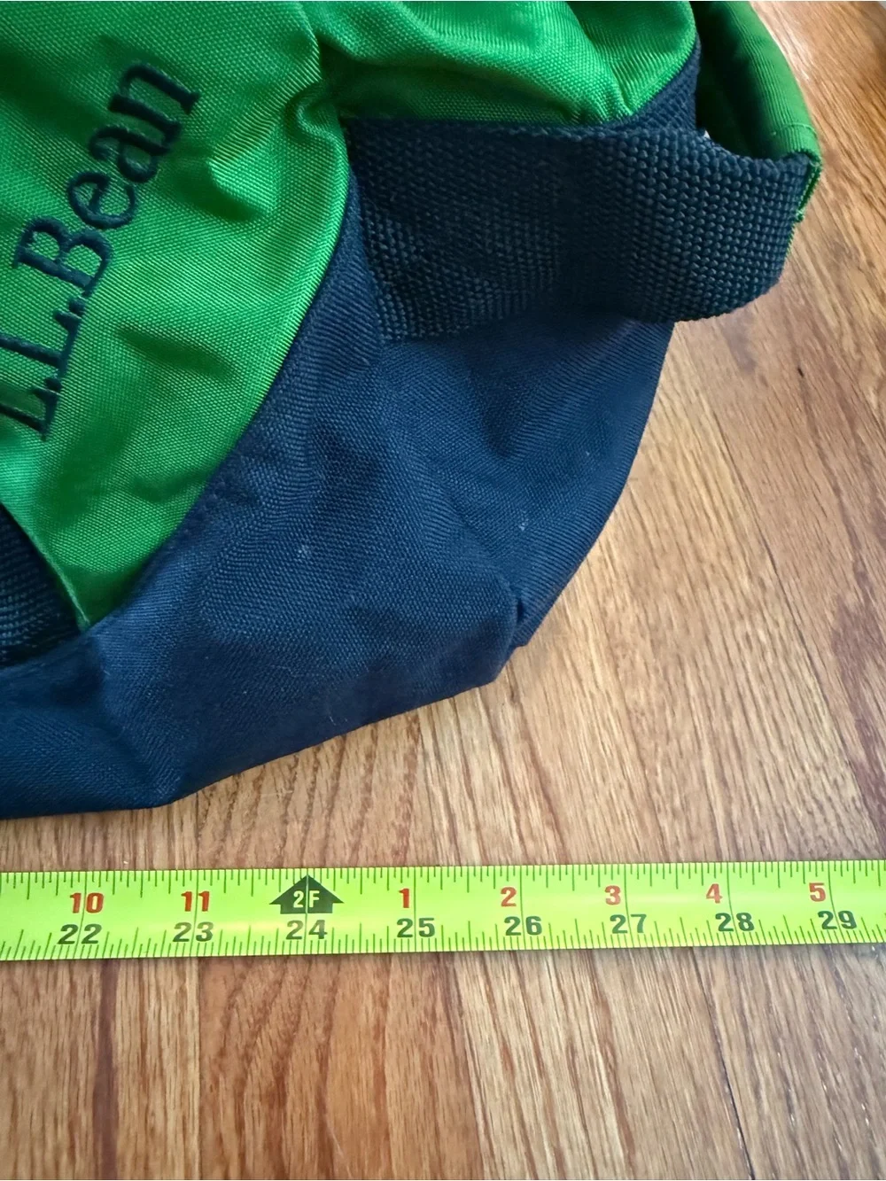 LL BEAN Adventure Duffle Bag Heavy Duty Green & Black Large Travel 15x29.5x13